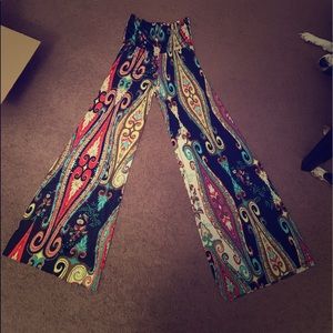 Flair leg multi color print pants